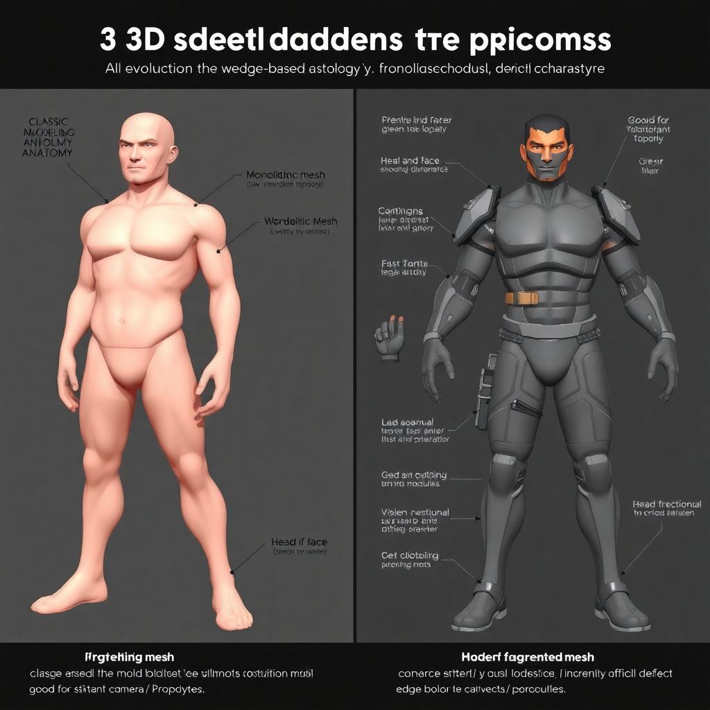 Тенденции моделирования персонажей: от клиновидной анатомии к фрагментированной сетке