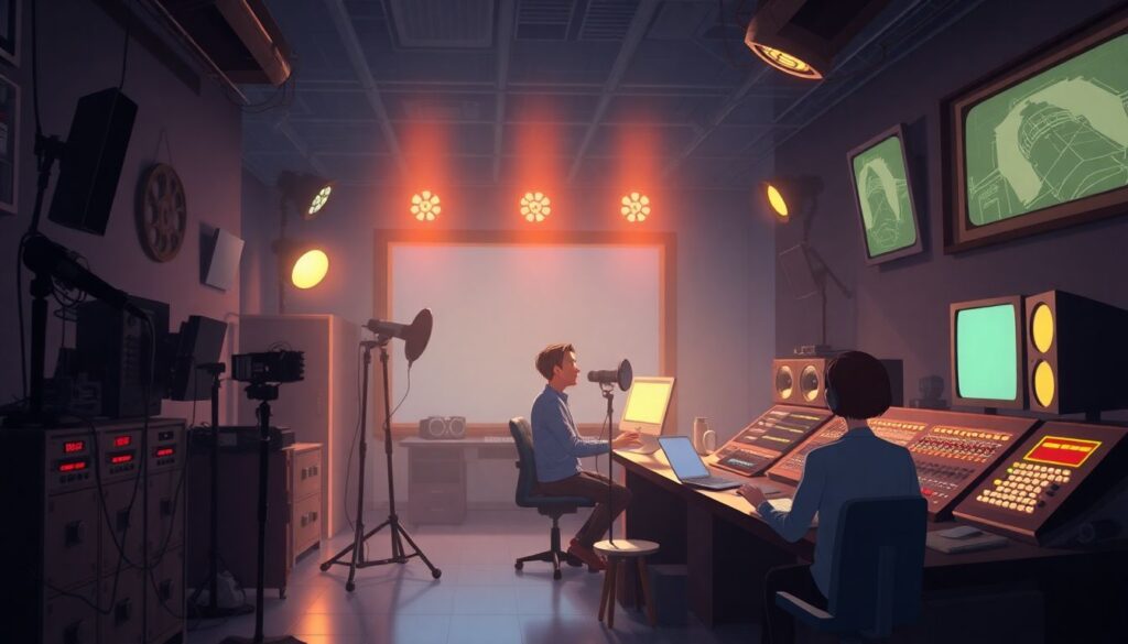 История записи и репетиций звука в анимации - иллюстрация